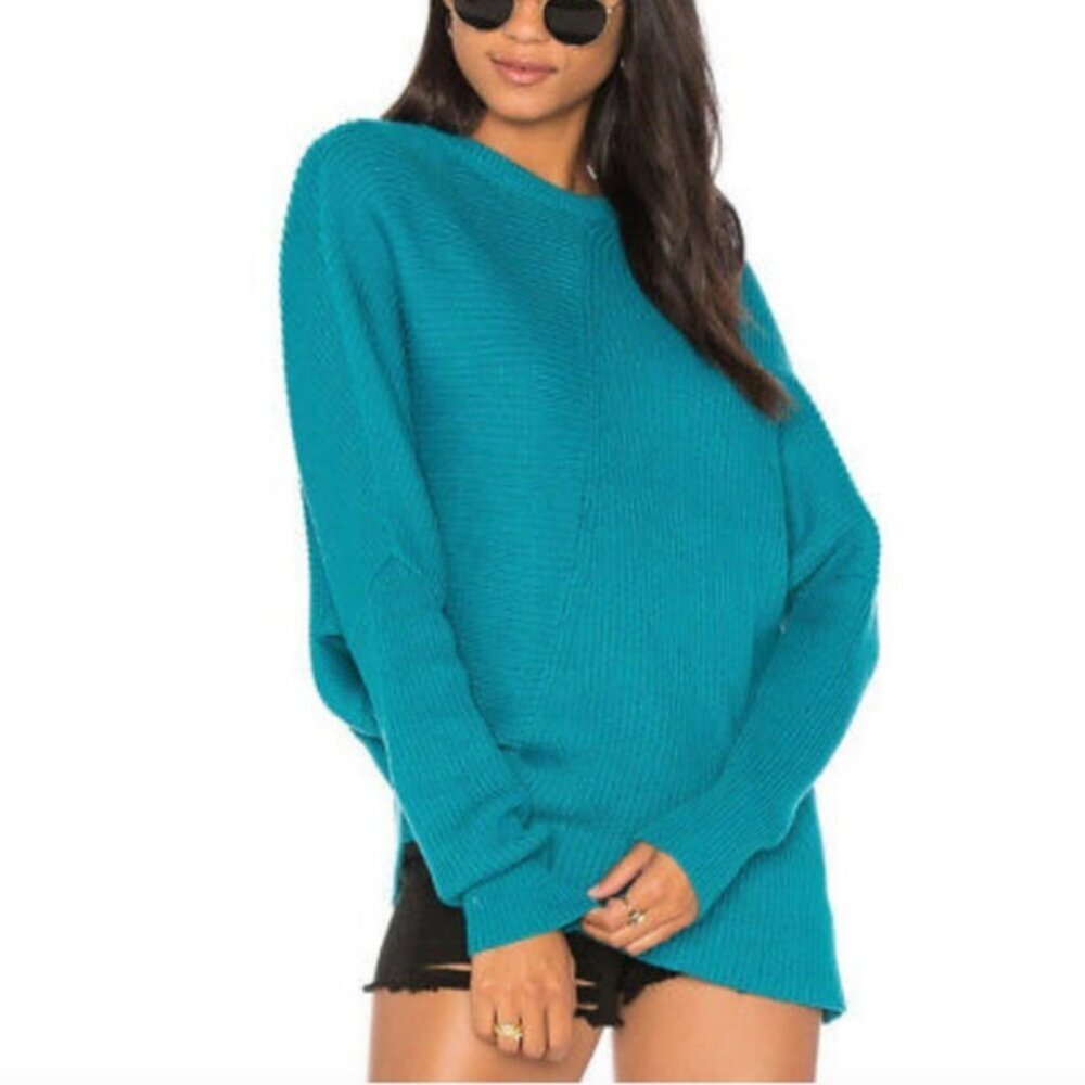 Free People Teal Crew Neck Sweater - Picture 9 of 9